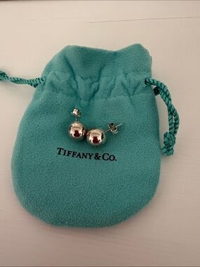 Tiffany & Co. Sterling Silver Ball Studs with Signature Blue Pouch